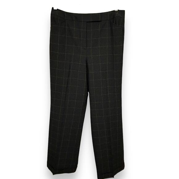Vintage Talbots Black and Brown Window Pane Plaid Pants Size 10 - Picture 1 of 4